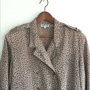 Vintage 80s Leopard Print Double Breasted Blouse